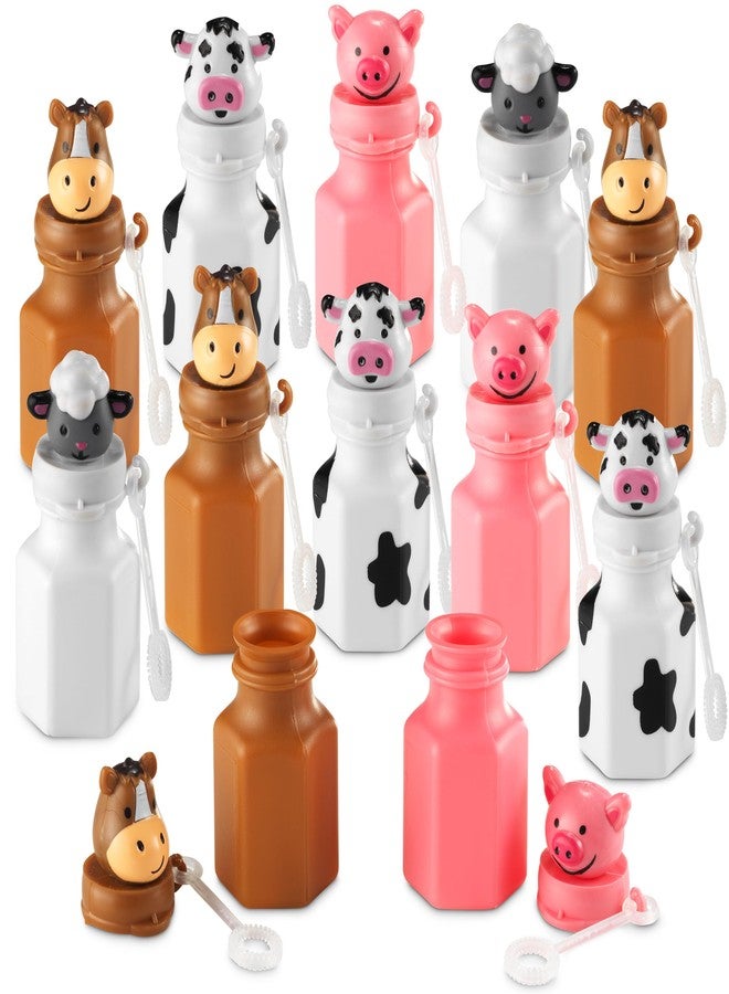 Bedwina Mini Farm Animal Bubble Wands Toy Gifts for Kids - (Pack of 12) 3-Inch Barnyard Bubble Bottles, Assorted Animals for Giveaways, Prizes, Birthday Party Favors for Kids, Baby Showers, Goody Bag Toys - Image 1